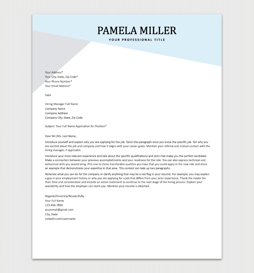 Free Cover Letter Templates Printable
