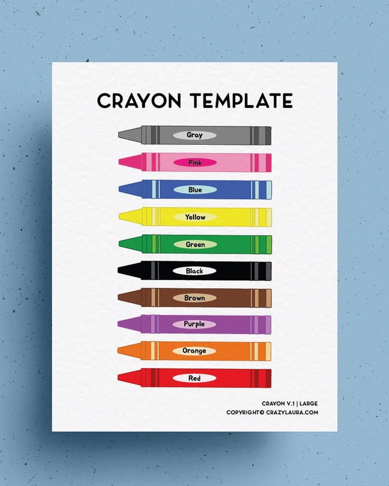 Free Crayon Template With Blank U0026 Color Versions Crazy Laura Free Crayon Template With Blank U0026 Color Versions Crazy Laura