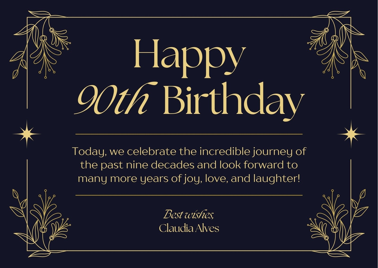 Free Custom Printable 90th Birthday Card Templates Canva