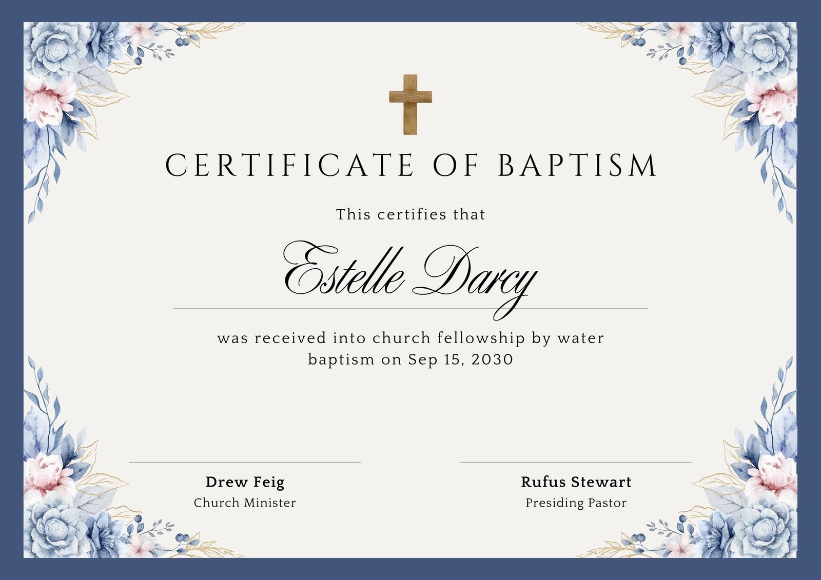Free Custom Printable Baptismal Certificate Templates Canva