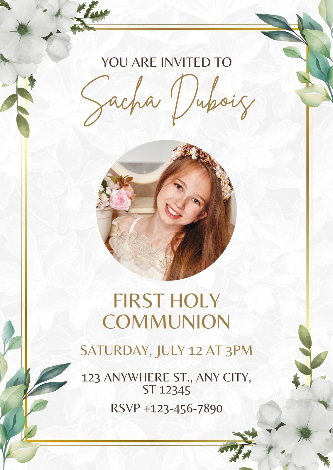 Free Custom Printable First Communion Invitation Templates Canva