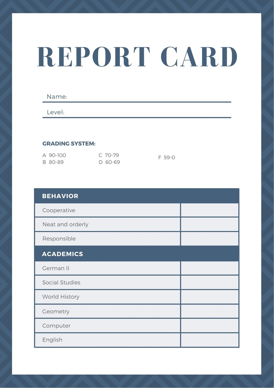 Free Custom Printable Homeschool Report Card Templates Canva