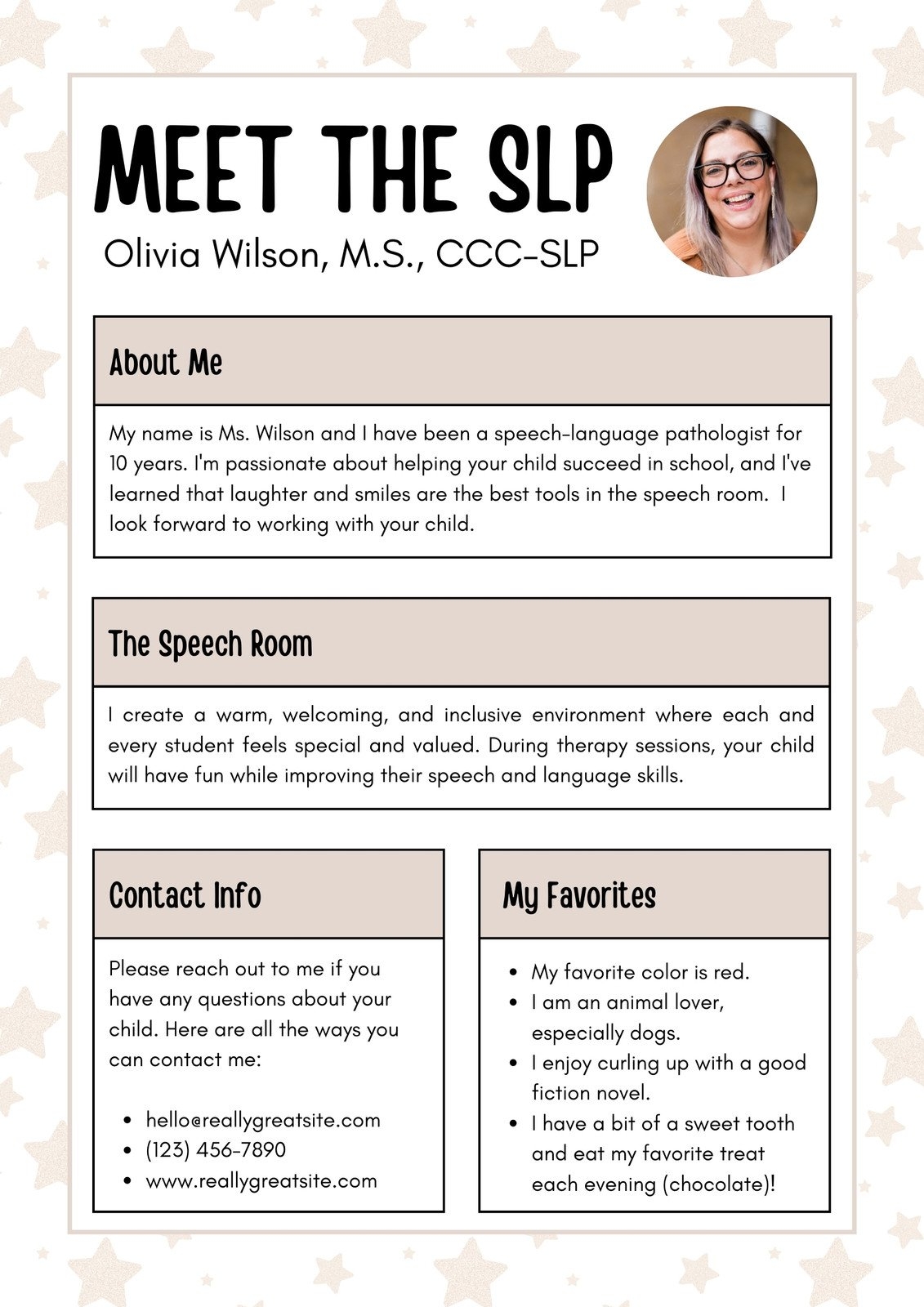 Free Printable Meet The Teacher Template