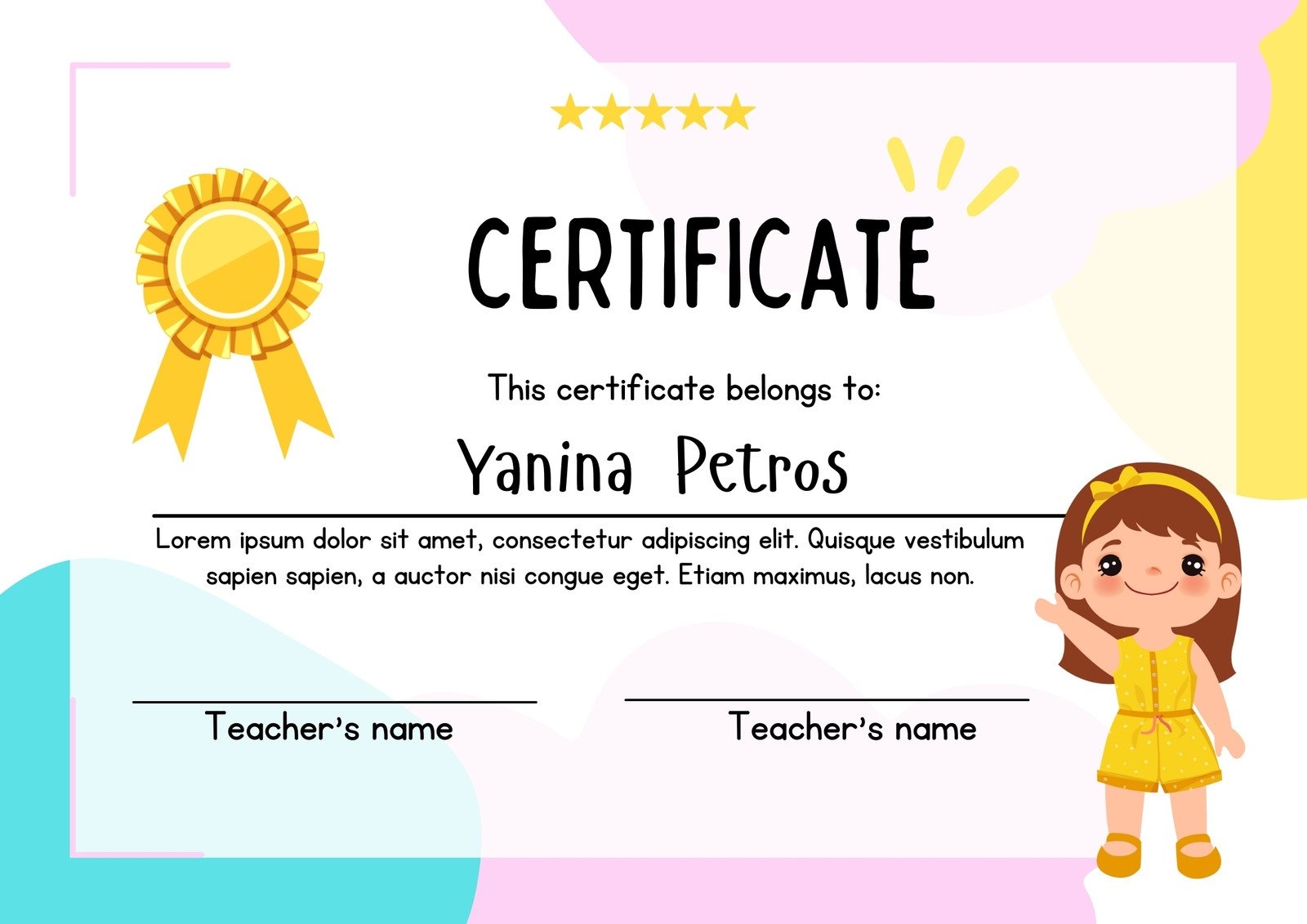 Editable Free Printable Kindergarten Certificate Templates