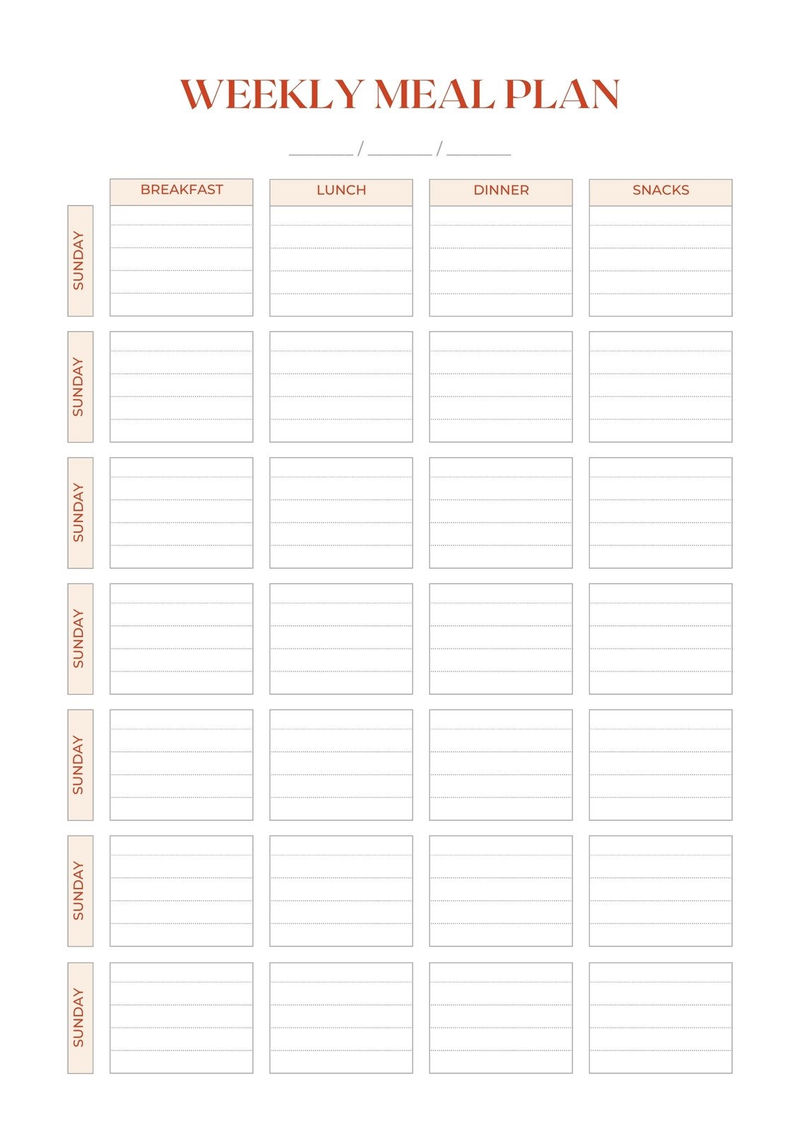 Meal Plan Template Printable Free Meal Plan Template Printable Free