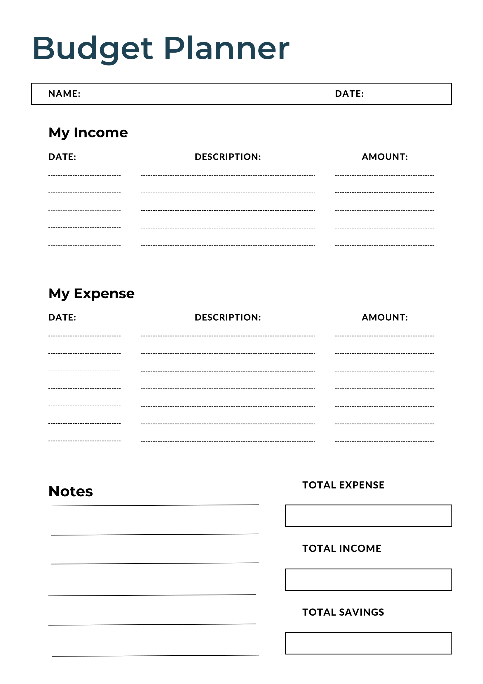 Budget Template Free Printable Pdf