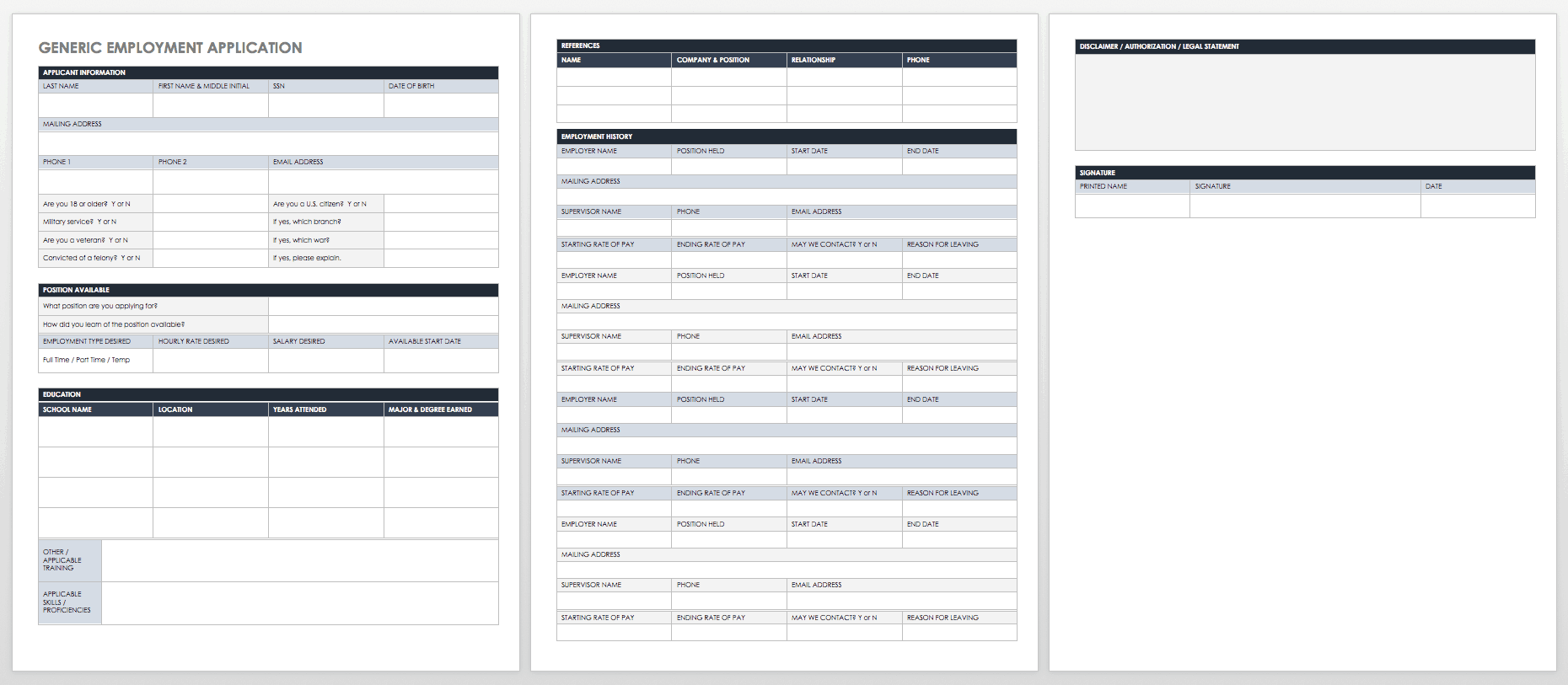 Free Employment Application Templates Smartsheet Free Employment Application Templates Smartsheet
