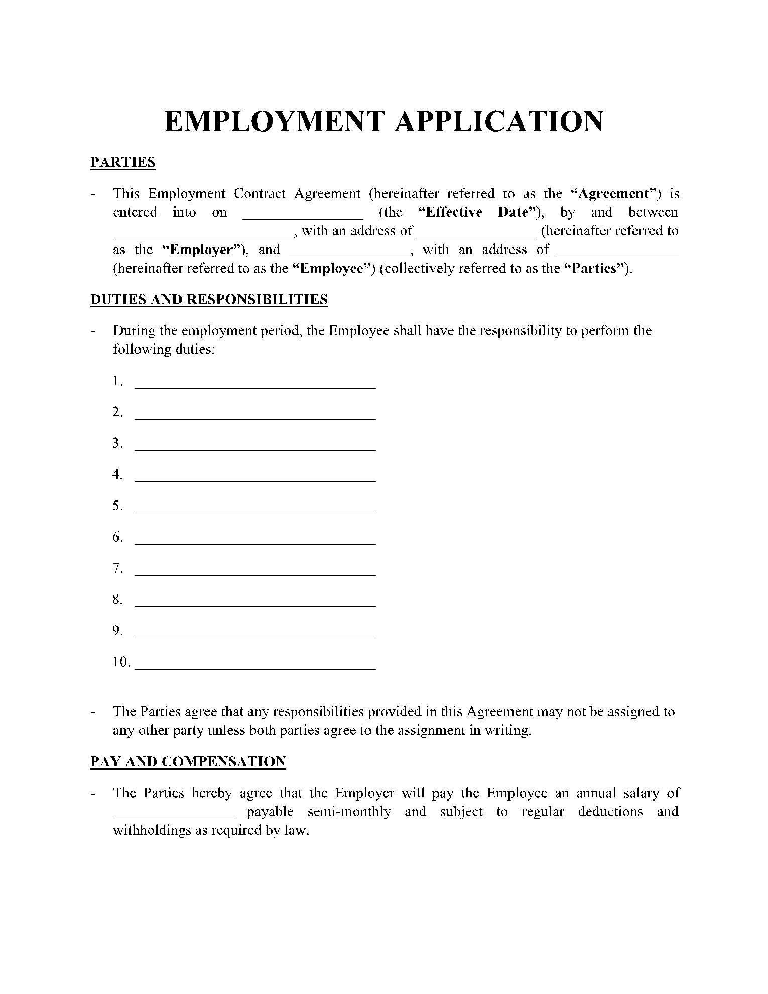 Free Employment Job Application Form Templates CocoSign