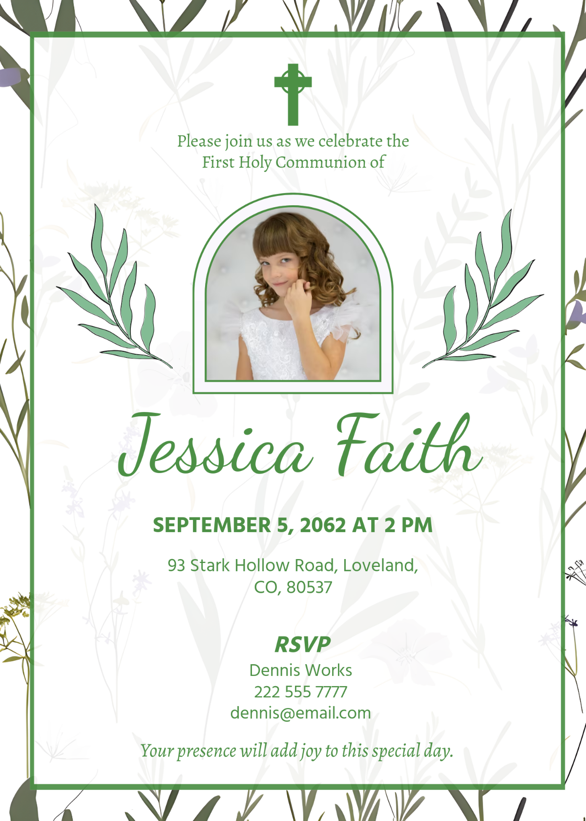 Printable First Communion Card Templates Free