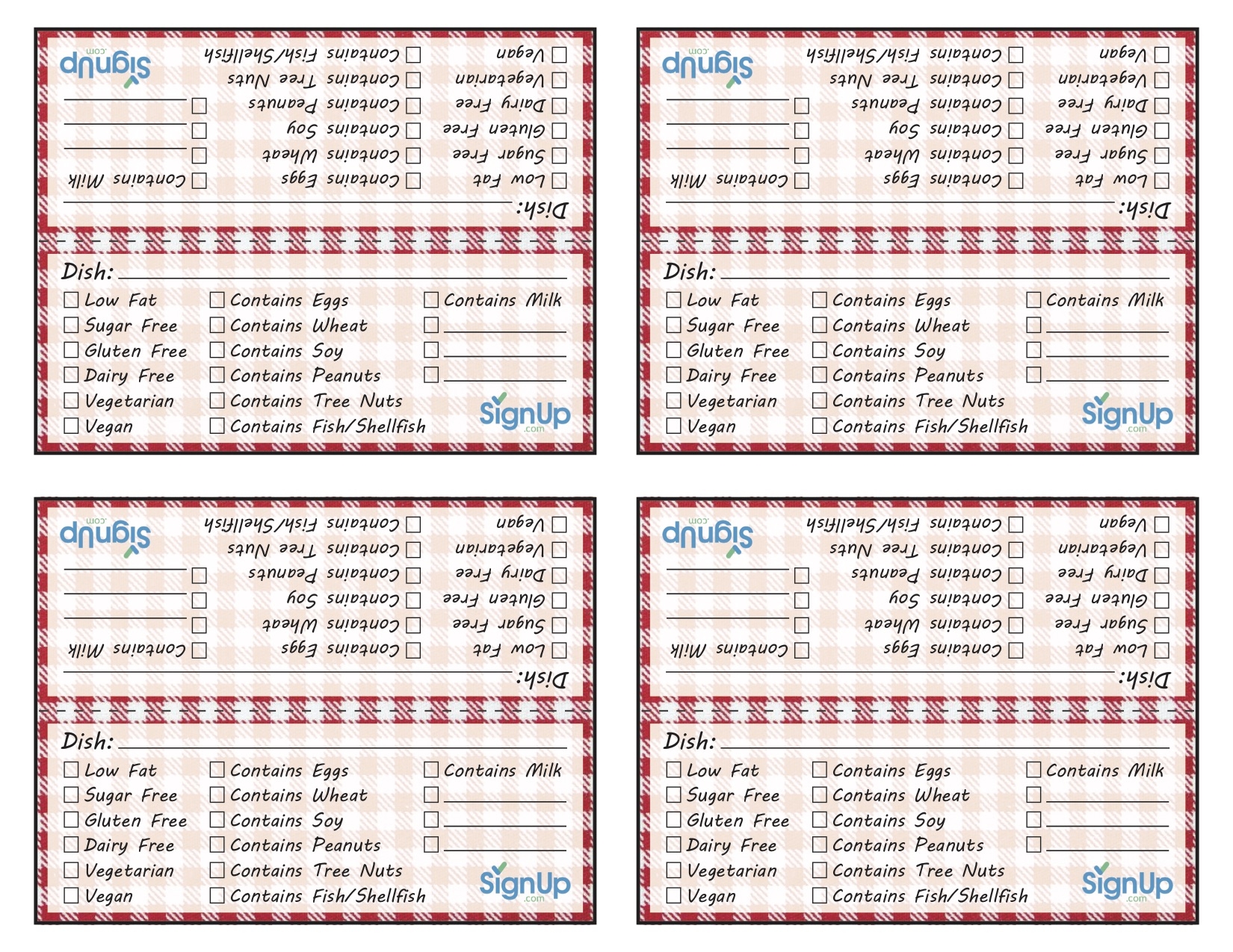 Free Food Allergy Meal Tags For Picnics U0026 Potlucks SignUp