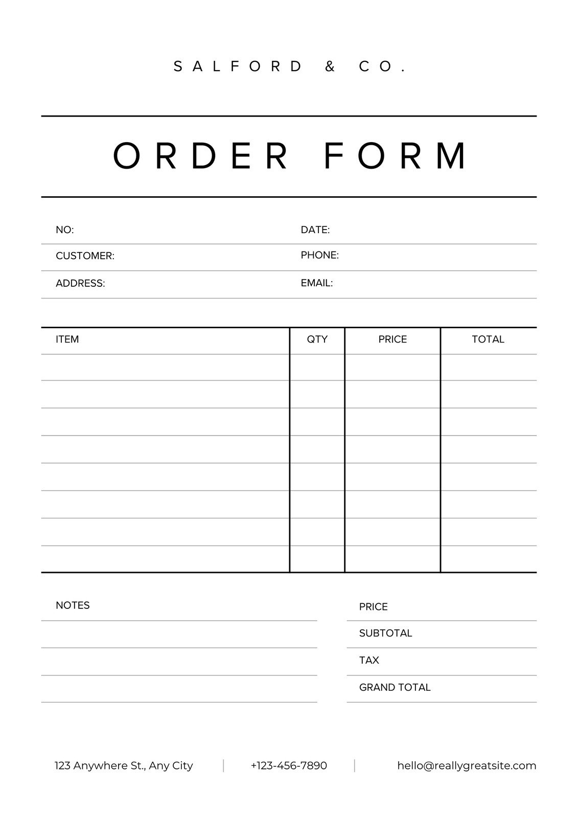 Printable Cookie Order Form Template Free