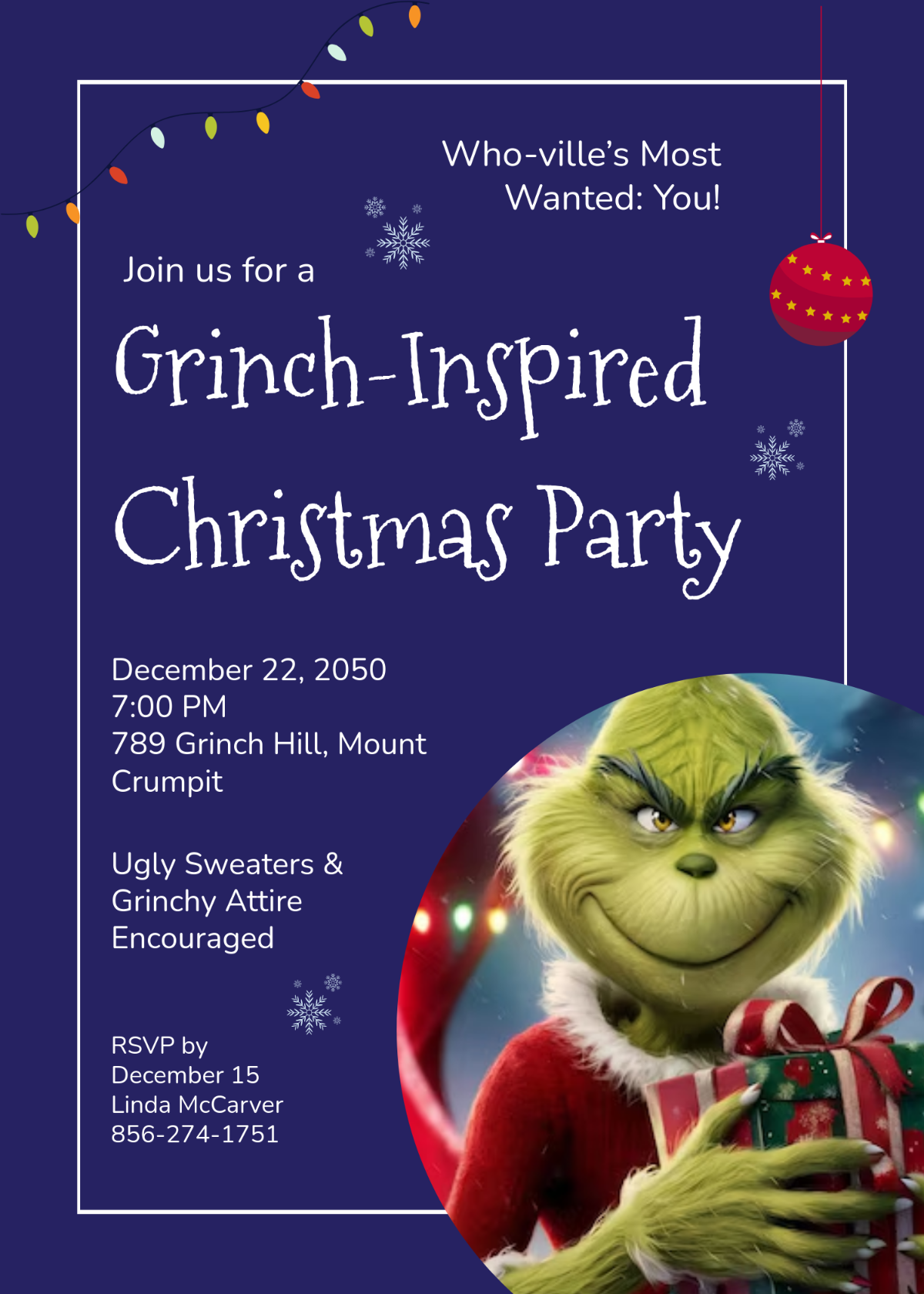Free Grinch Christmas Invitation Template To Edit Online