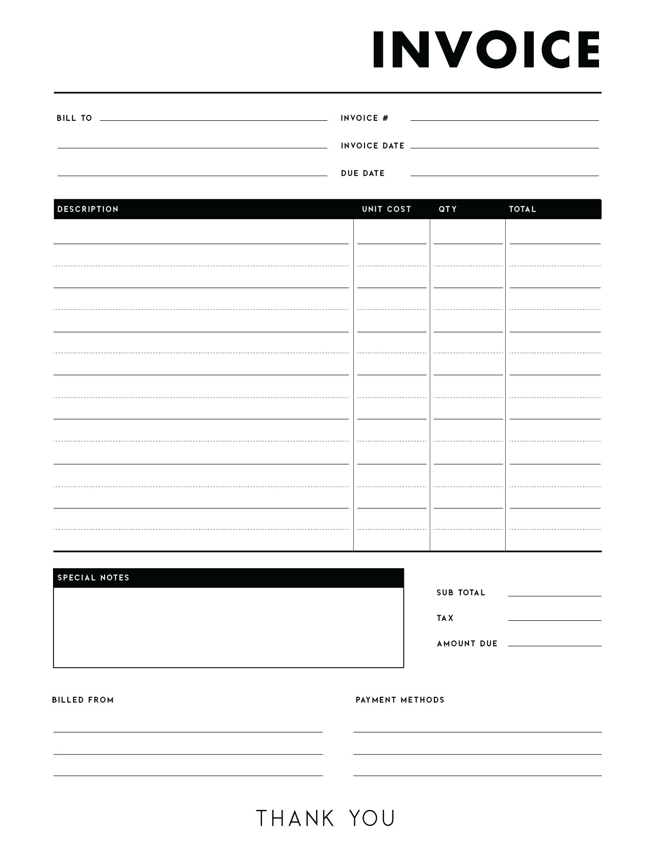 Free Invoice Templates PDF World Of Printables Free Invoice Templates PDF World Of Printables