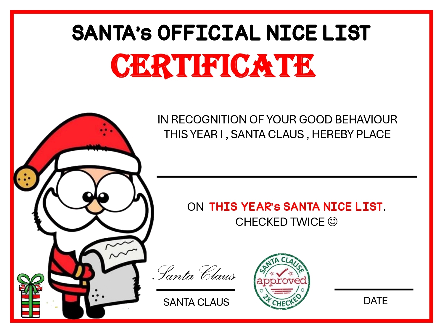 Free Printable Santa Certificate Template