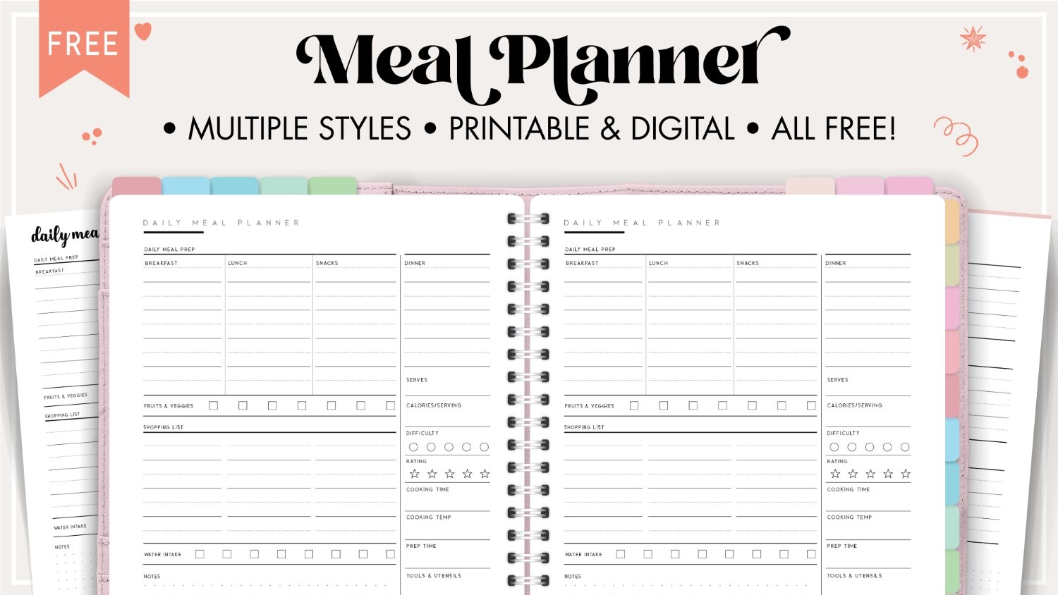 Daily Meal Planner Template Free Printable Daily Meal Planner Template Free Printable