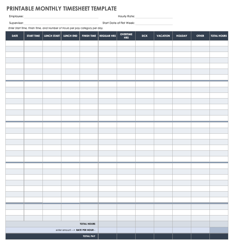 Free Printable Time Sheet Template