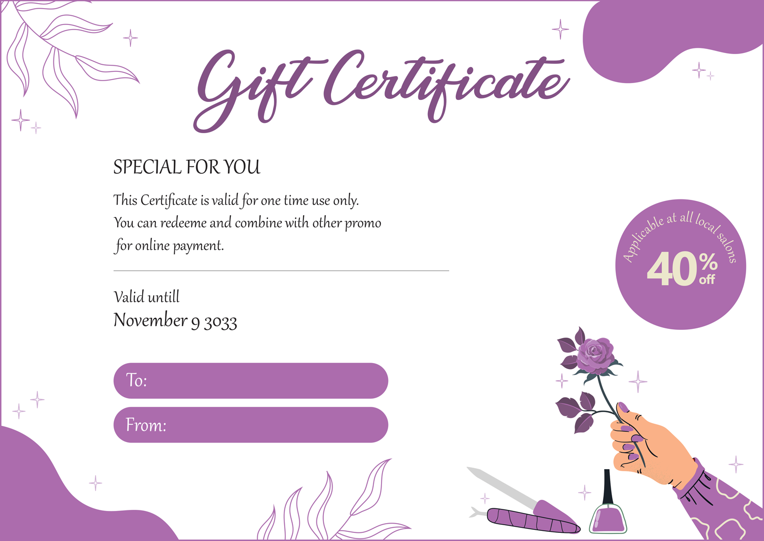 Free Printable Manicure Gift Certificate Template
