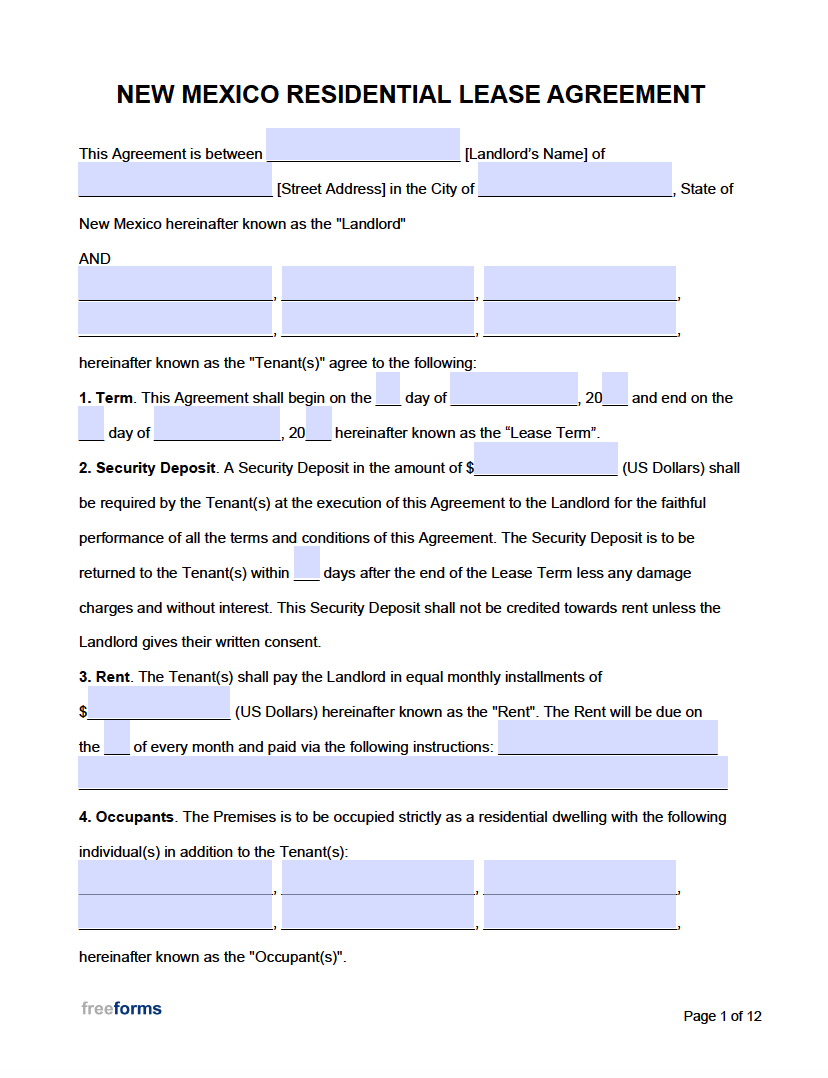 Free Printable Rental Agreements Templates