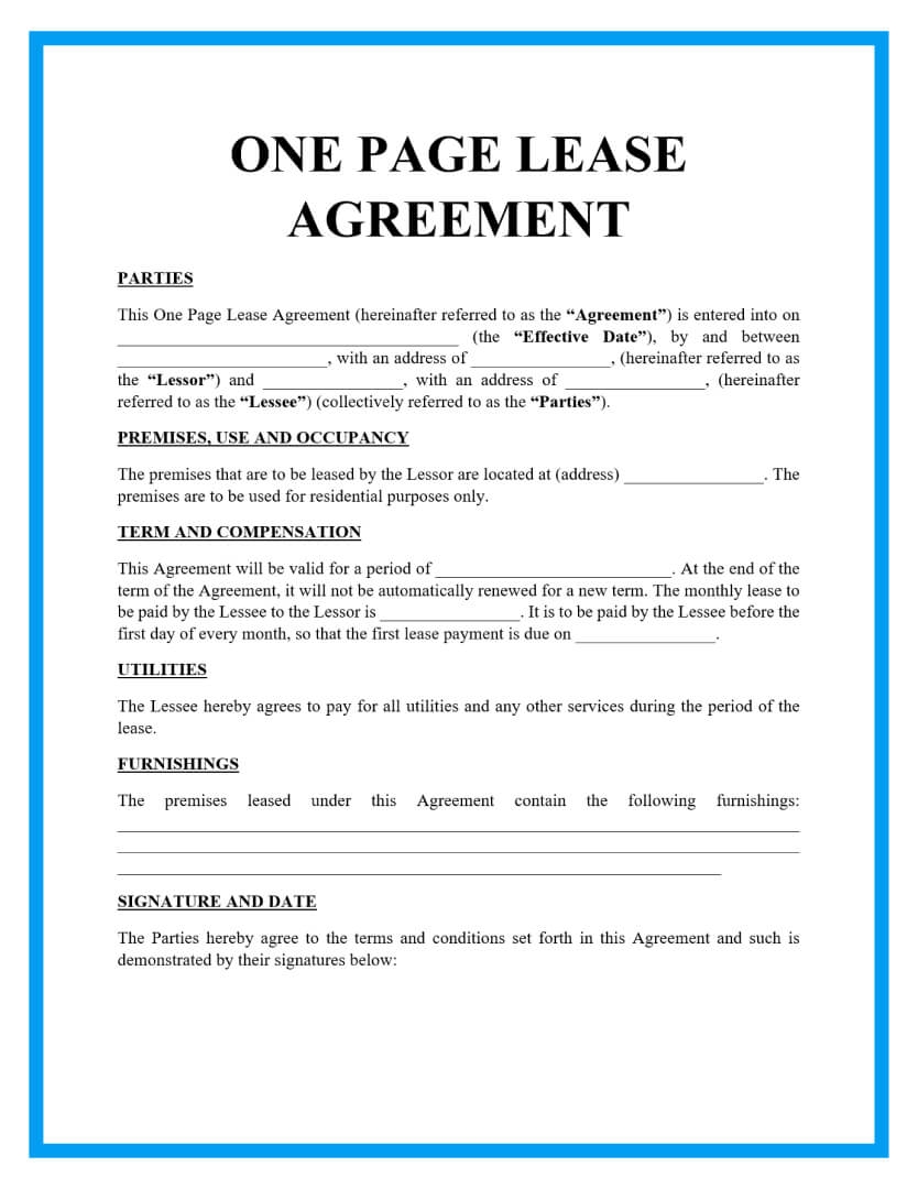 Free Printable Residential Lease Agreement Template