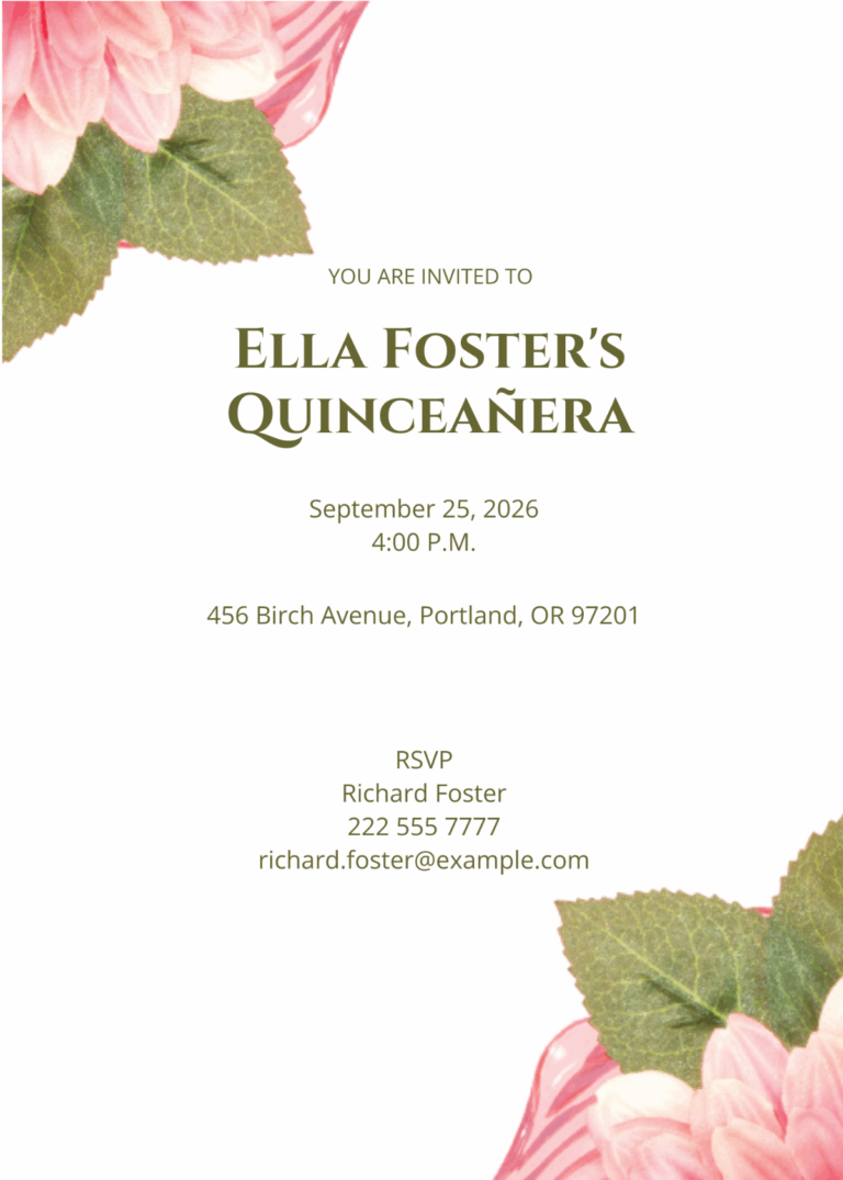 Free Pink And Silver Quincea era Invitation Template To Edit Online