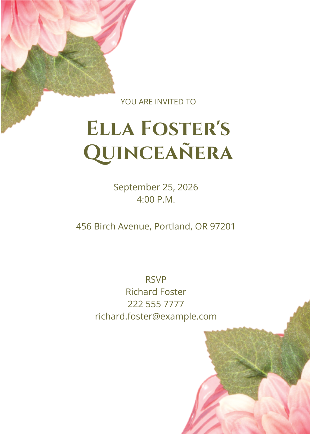 Free Pink And Silver Quincea era Invitation Template To Edit Online
