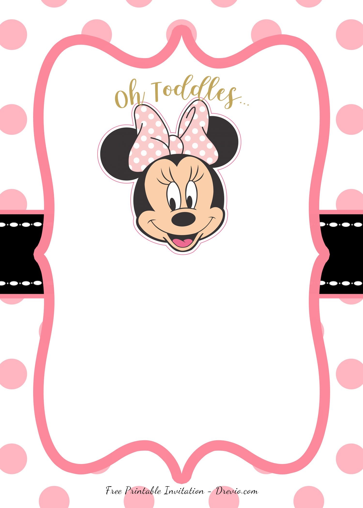 FREE Pink Minnie Mouse Birthday Party DIY Printable Invitation Worksheets Library