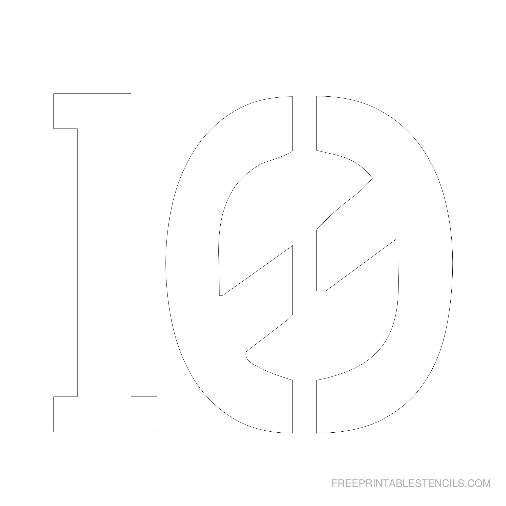 Free Printable 6 Inch Number Stencils 1 10