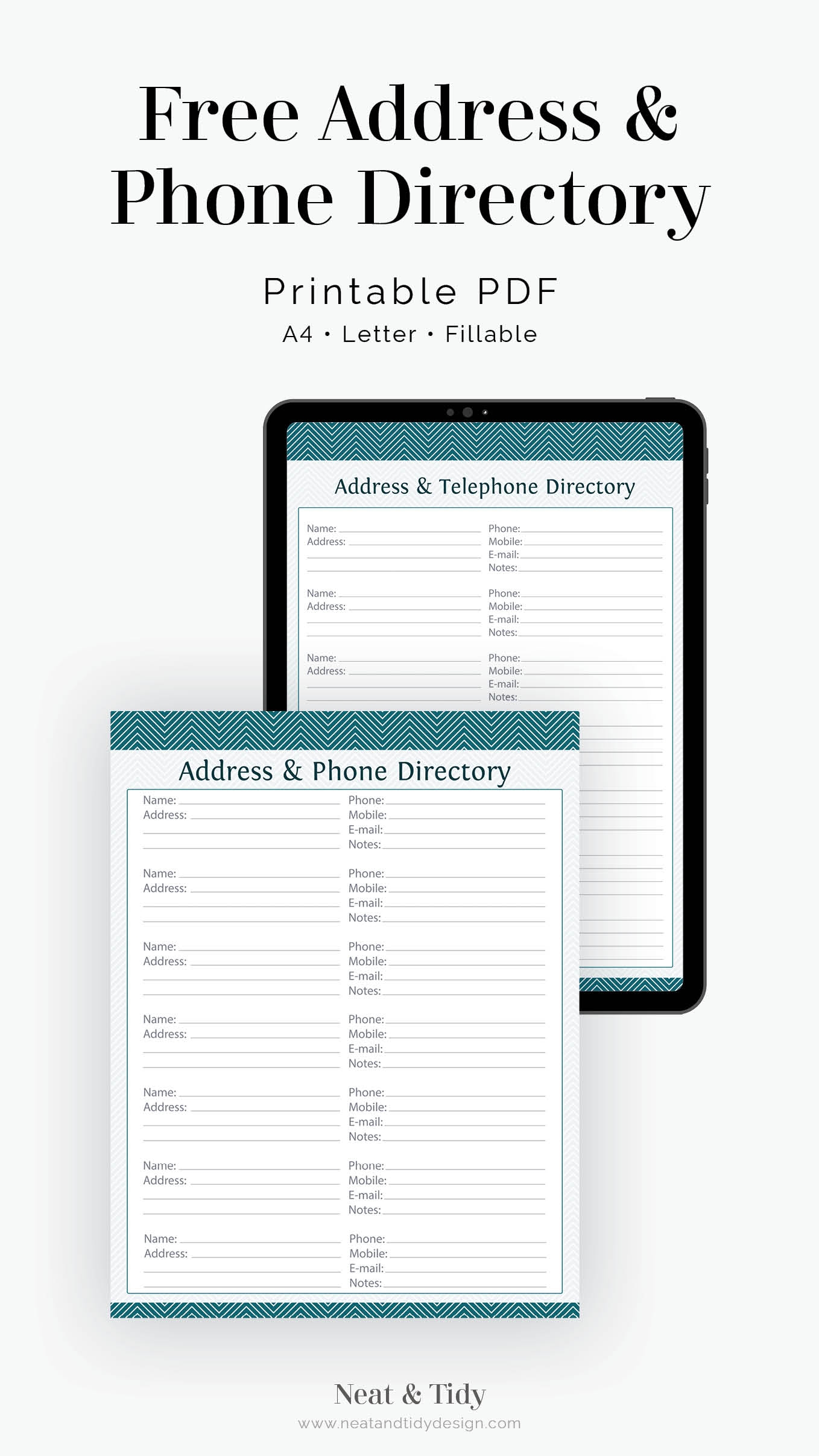 Free Printable Address U0026 Phone Directory Neat And Tidy Design