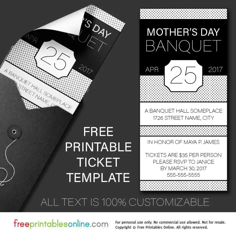 Free Printable Banquet Ticket Template Free Printables Online