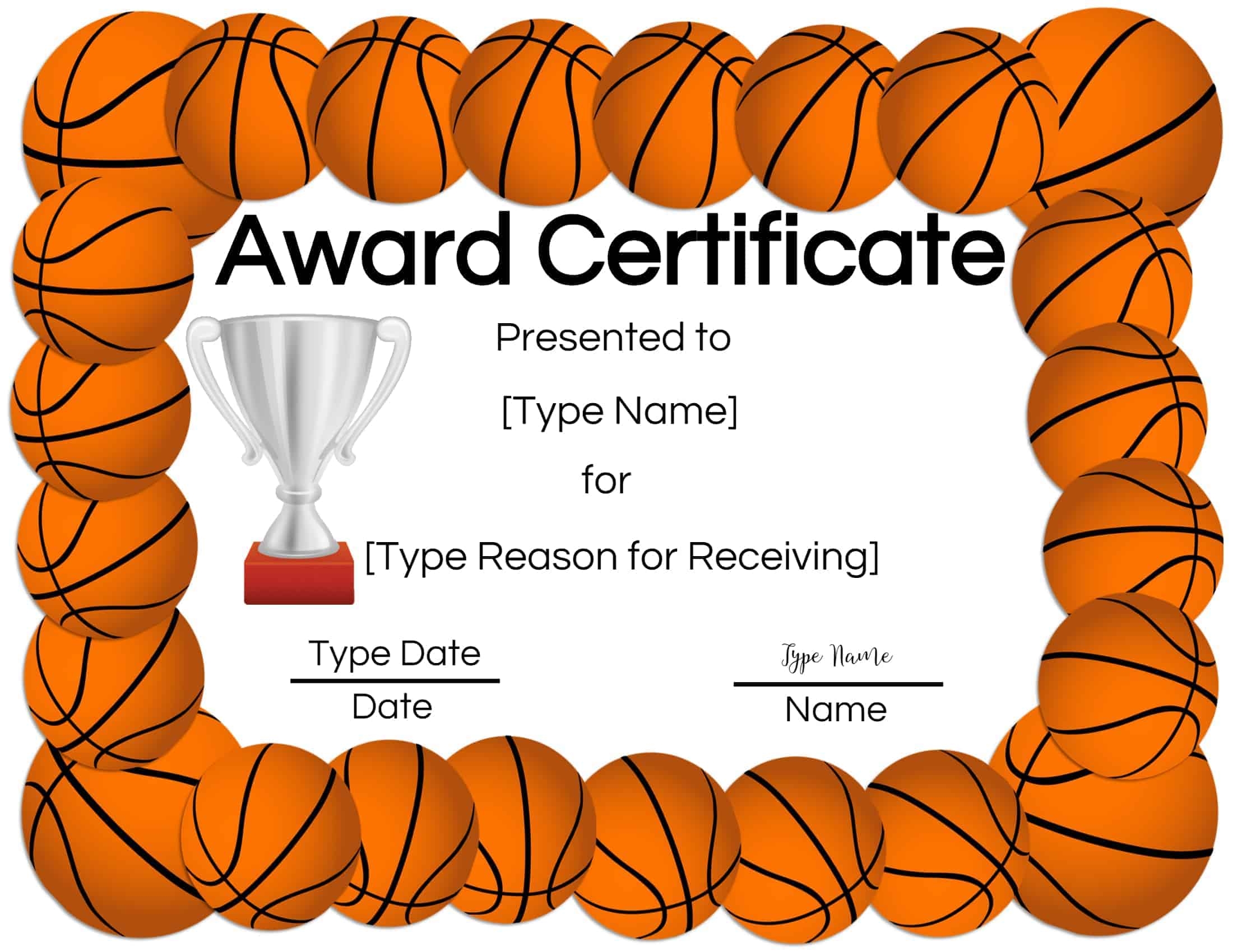 Free Printable Basketball Certificate Templates Free Printable Basketball Certificate Templates