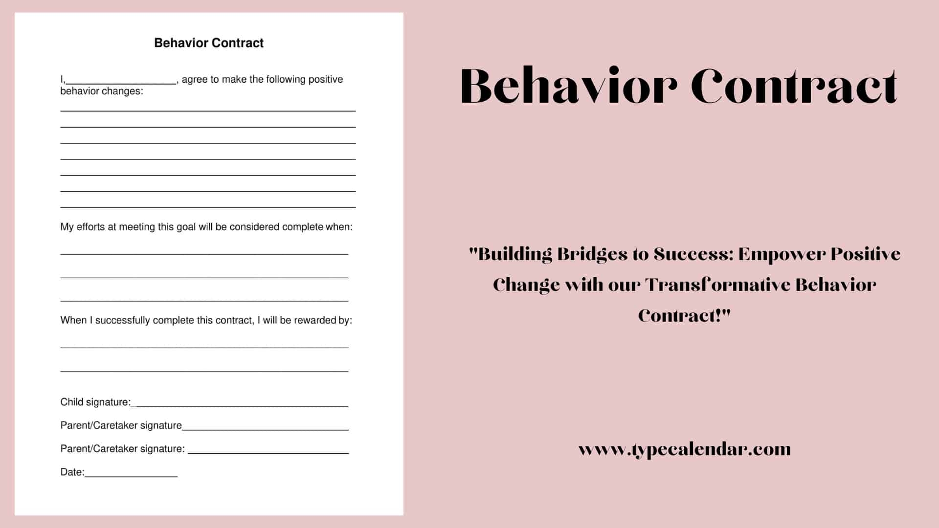Free Printable Behavior Contract Templates PDF Word Home Adults