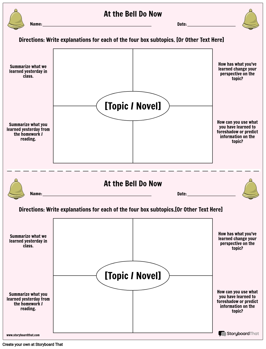 Free Printable Bell Ringers Templates StoryboardThat Free Printable Bell Ringers Templates StoryboardThat