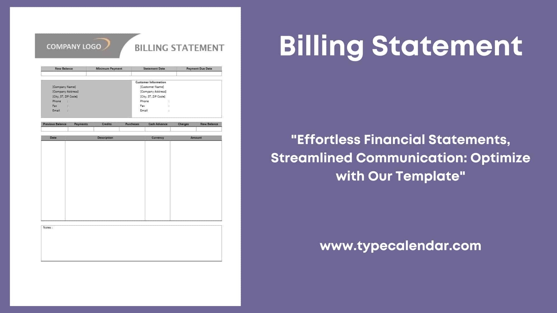 Free Printable Billing Statement Templates Excel Word PDF 