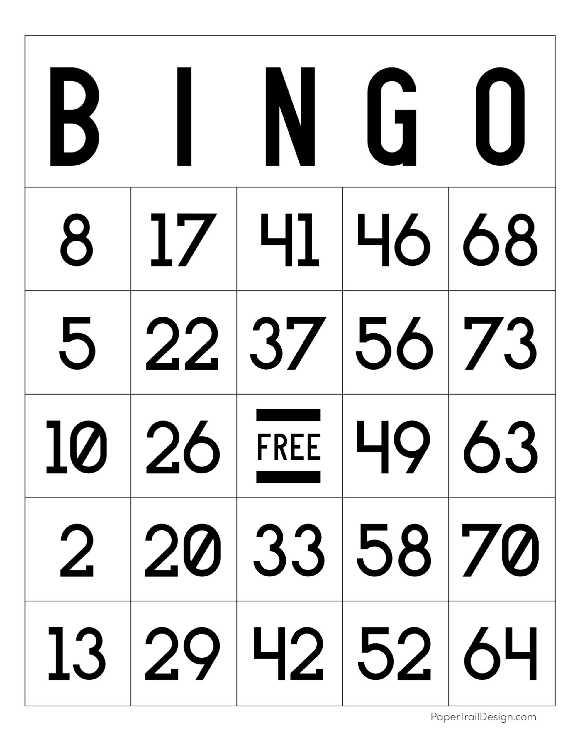 Free Printable Bingo Cards Paper Trail Design Worksheets Library