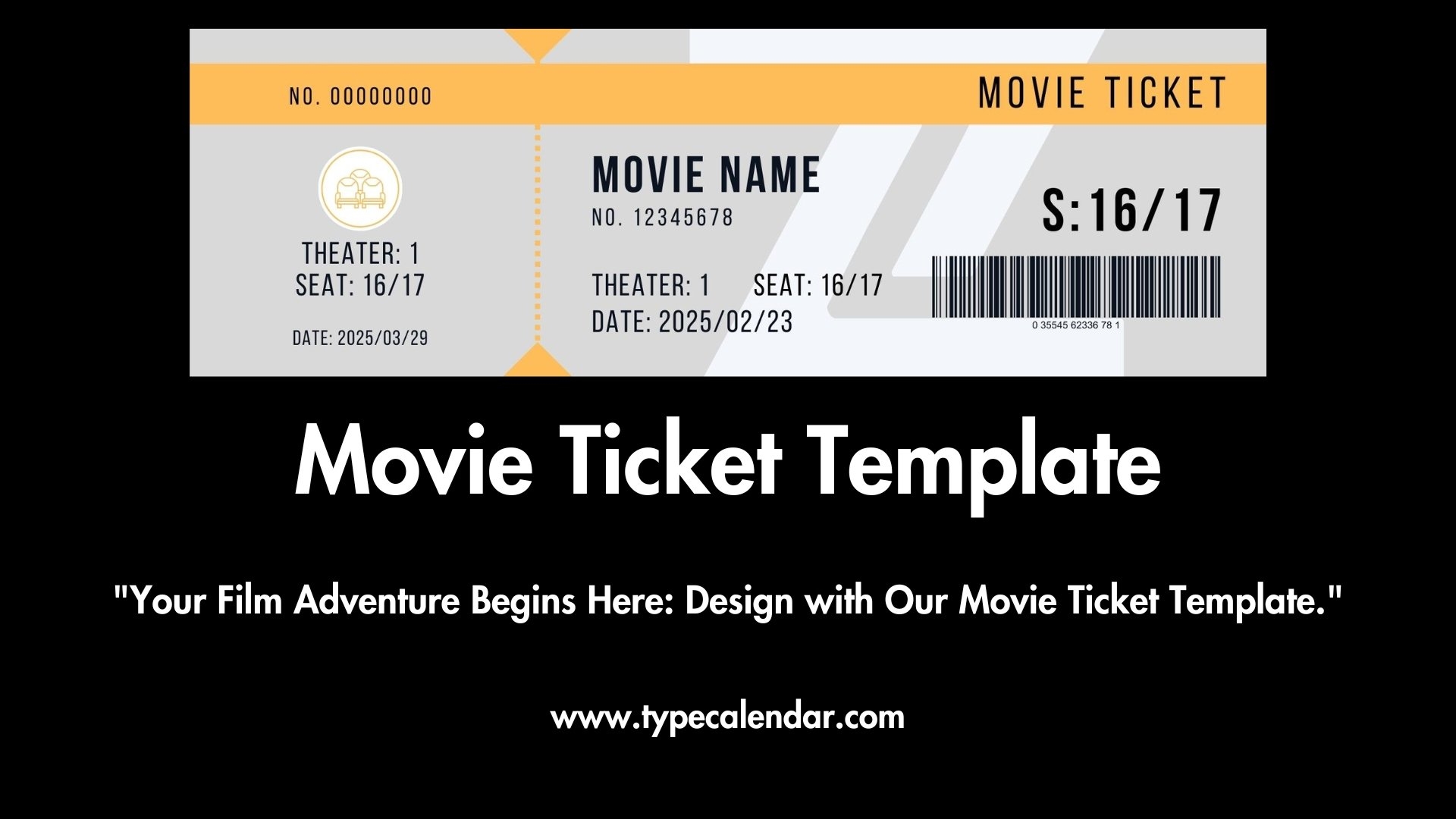 Editable Free Printable Movie Ticket Template