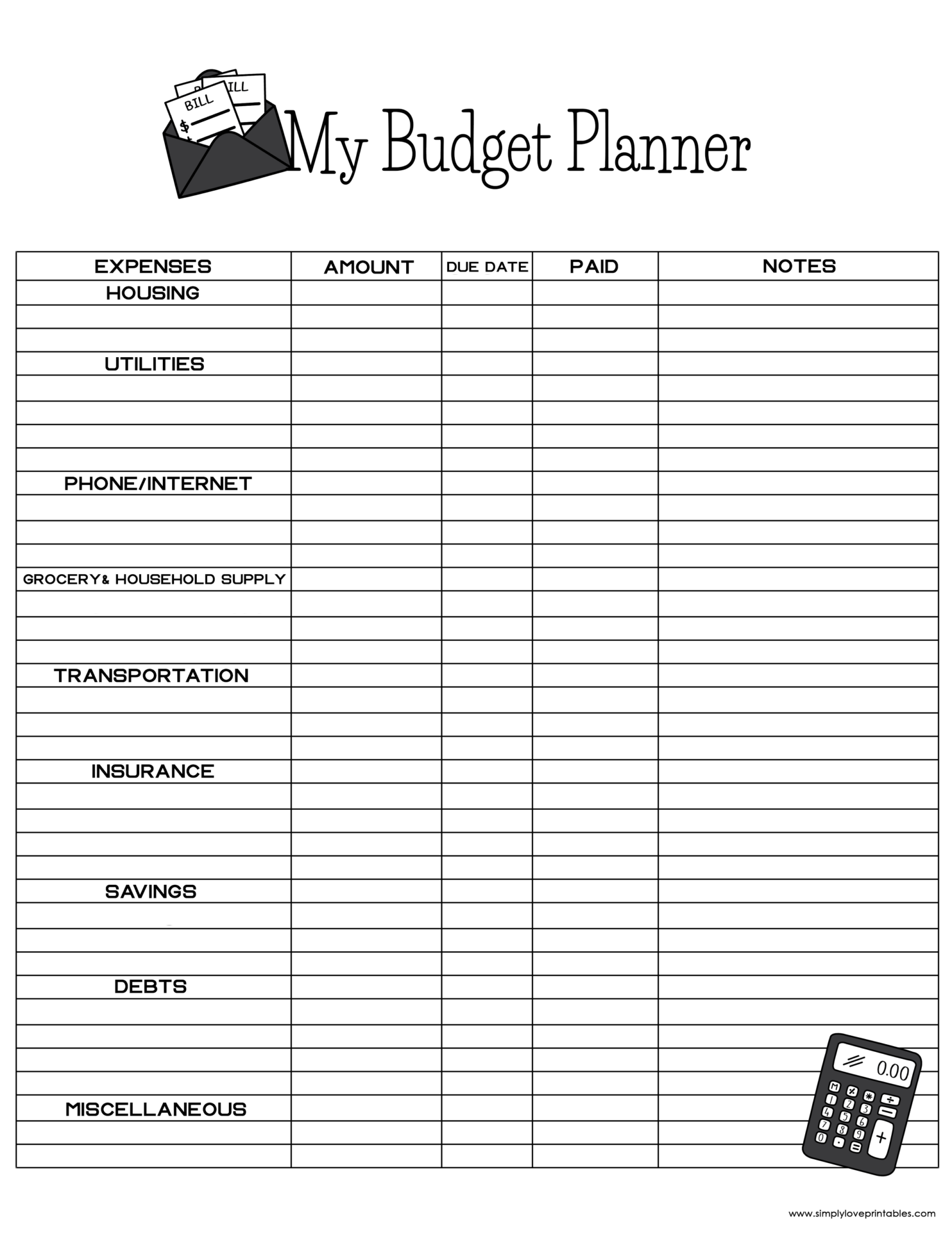 Free Printable Budget Templates Simply Love Printables