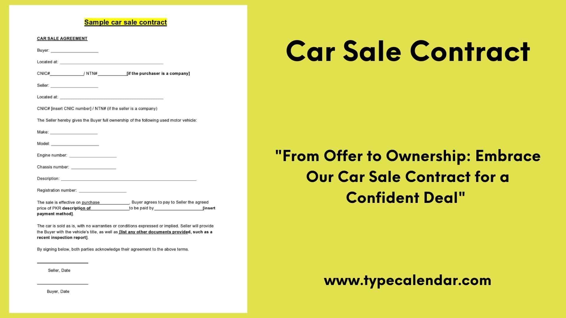 Free Printable Car Purchase Agreement Template