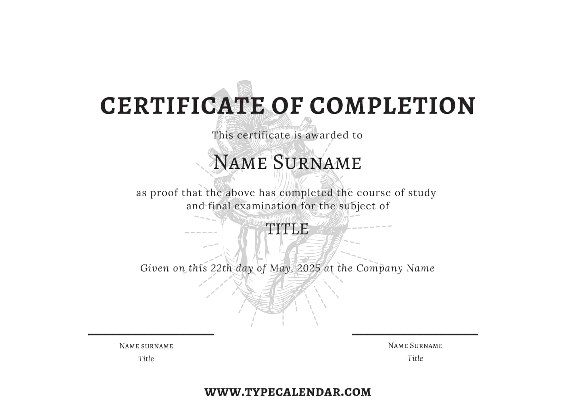 Certificate Of Completion Template Free Printable
