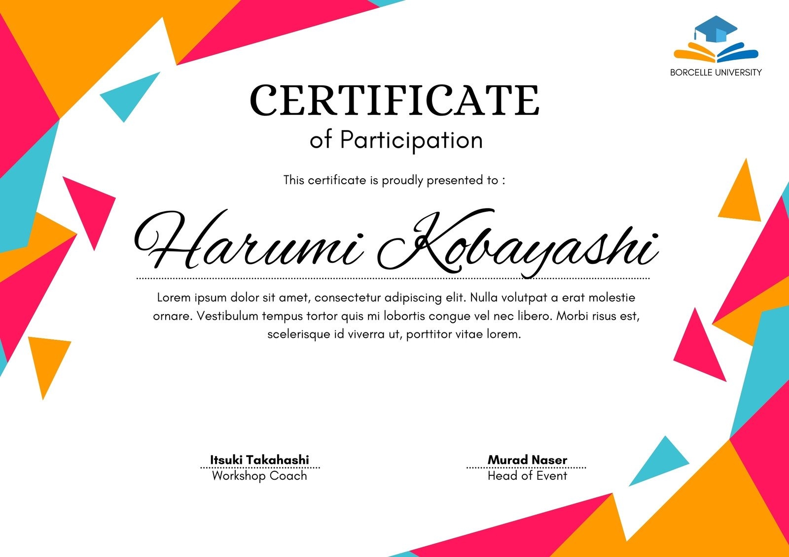 Free Printable Custom Participation Certificate Templates Canva