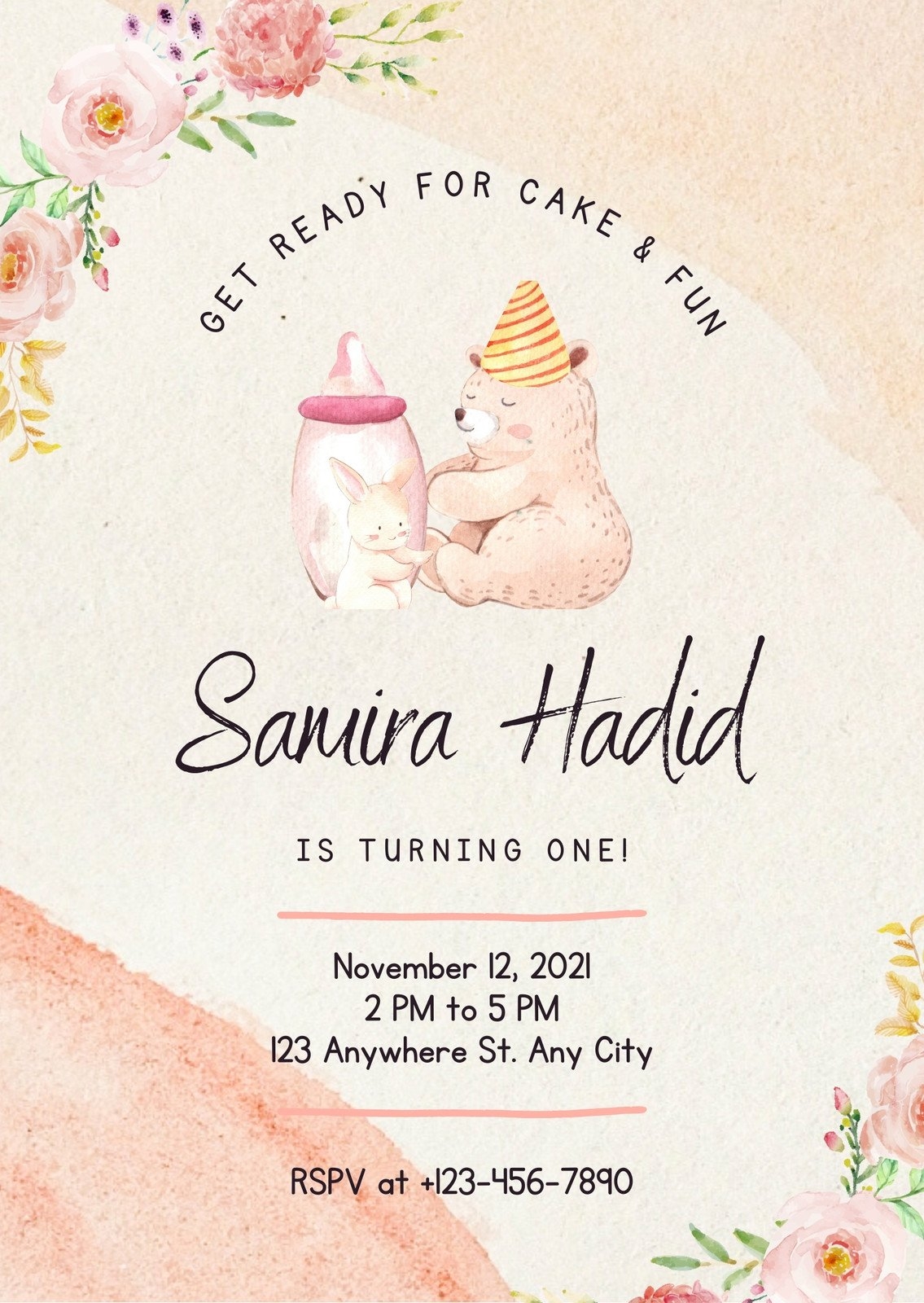 Free Printable Customizable 1st Birthday Invitation Templates Canva