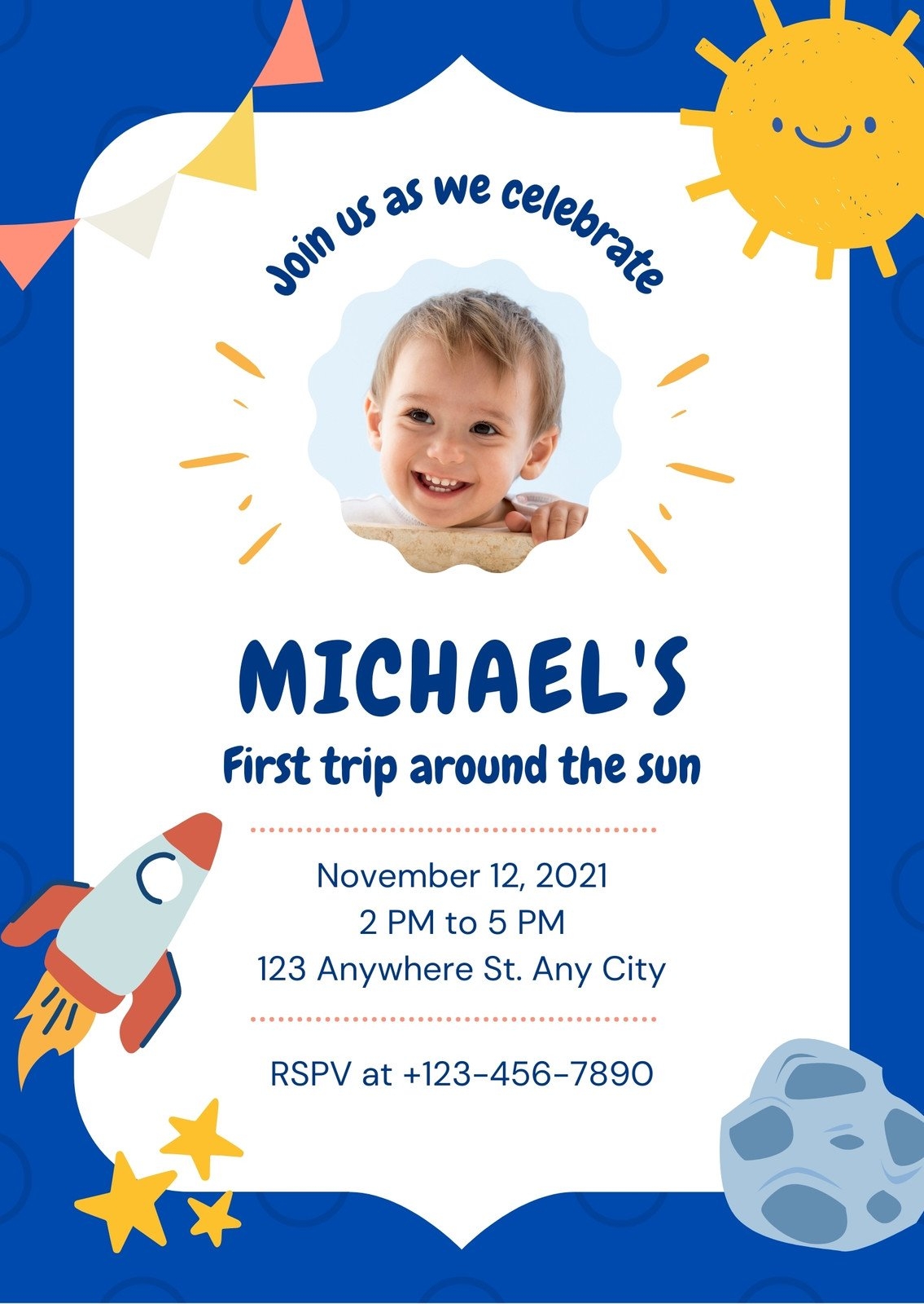 Free Printable Customizable 1st Birthday Invitation Templates Canva