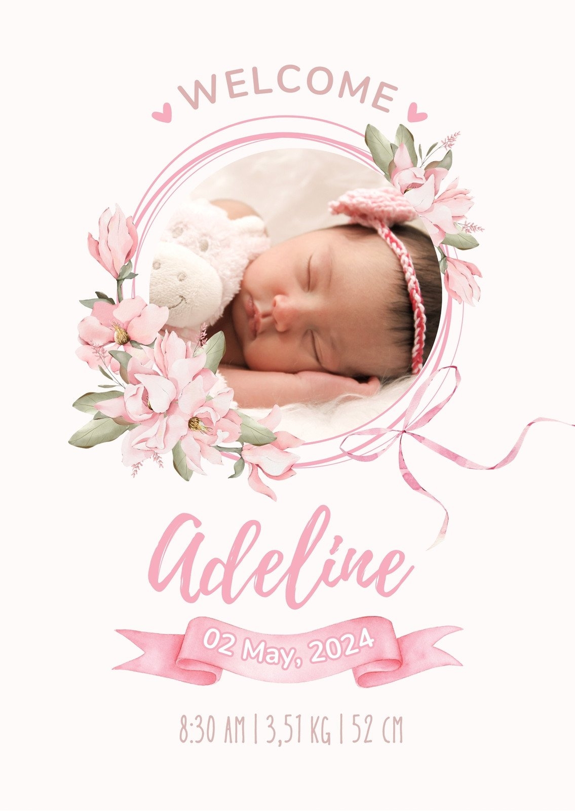 Free Printable Customizable Birth Announcement Templates Canva
