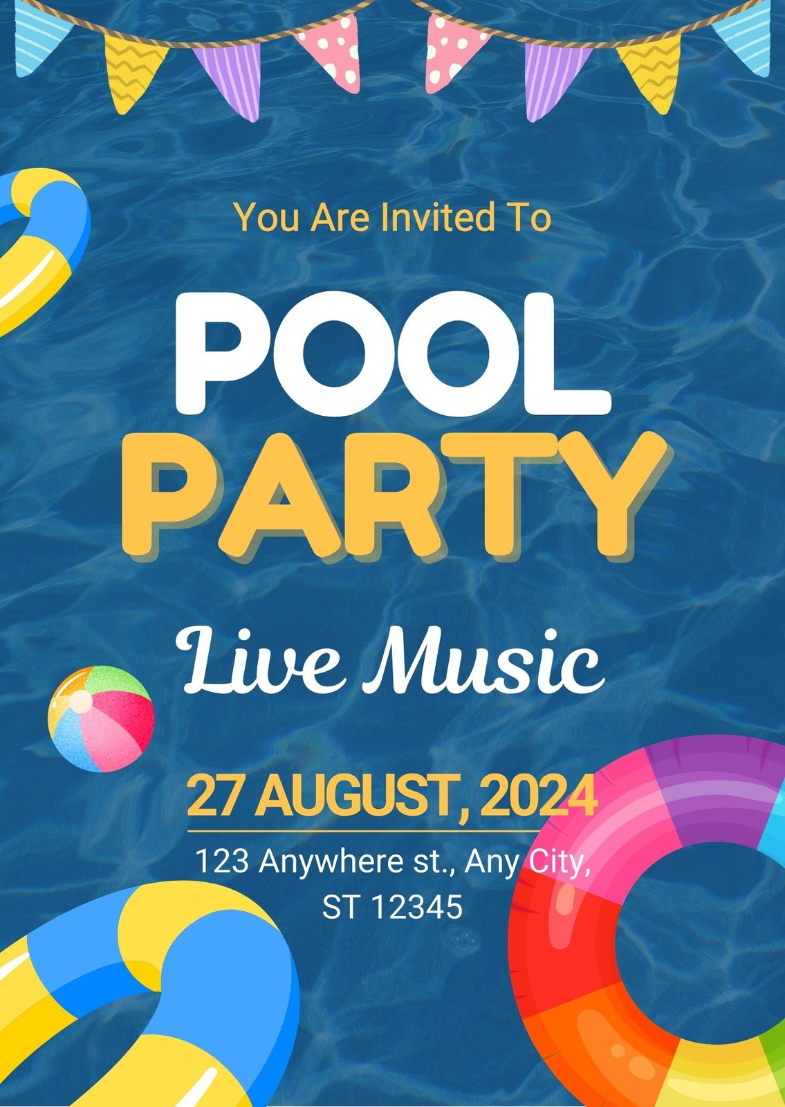 Free Printable Customizable Pool Party Invitation Templates Canva