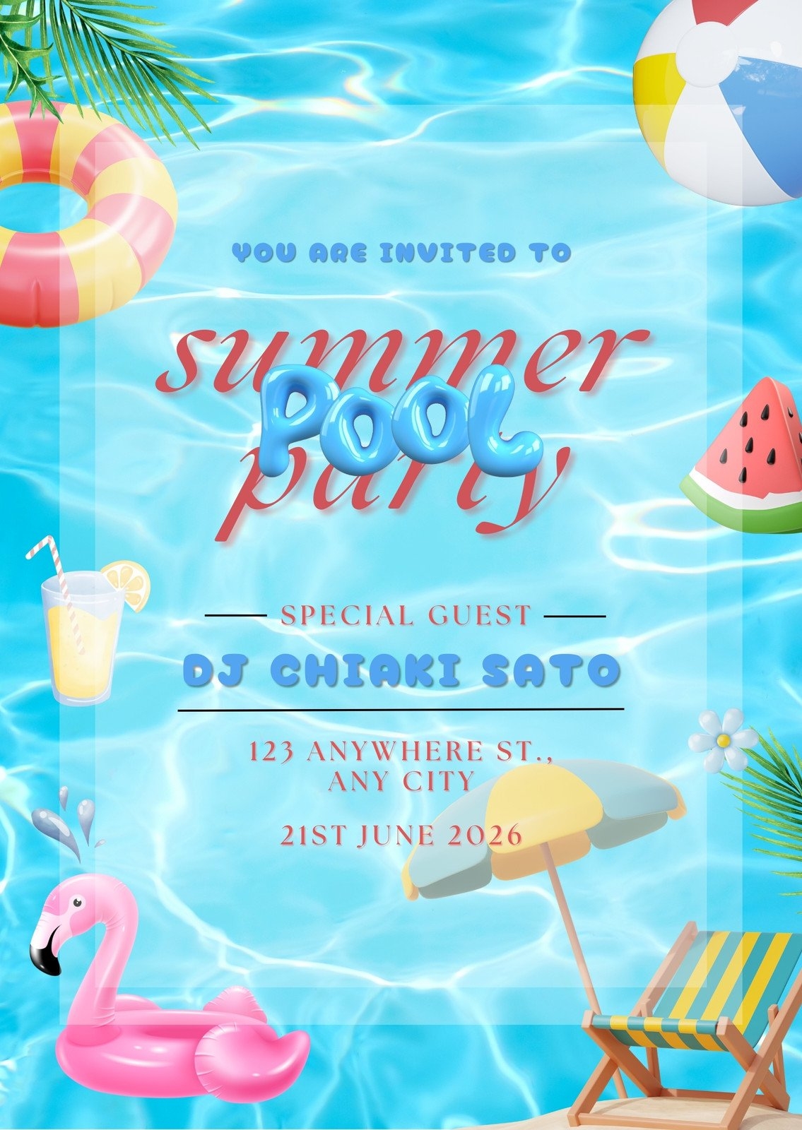 Free Printable Customizable Pool Party Invitation Templates Canva