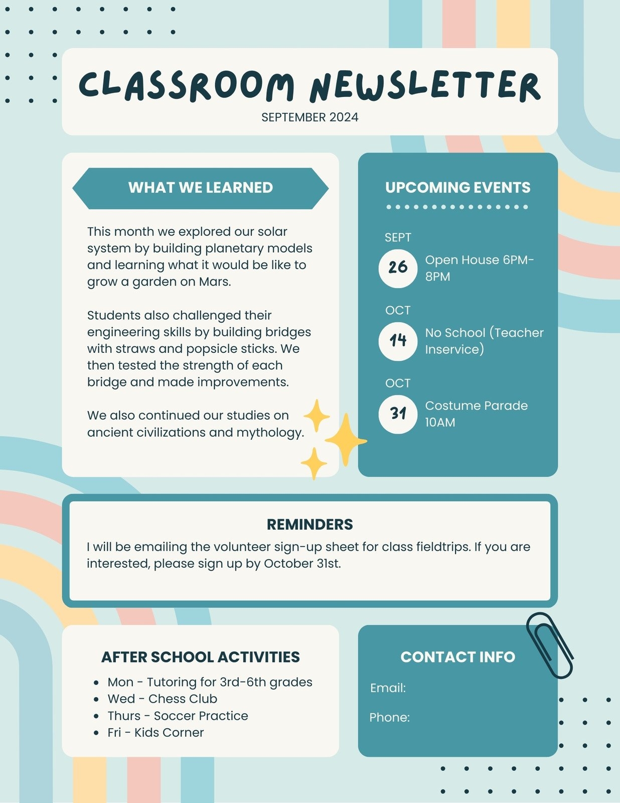Free Printable Customizable School Newsletter Templates Canva