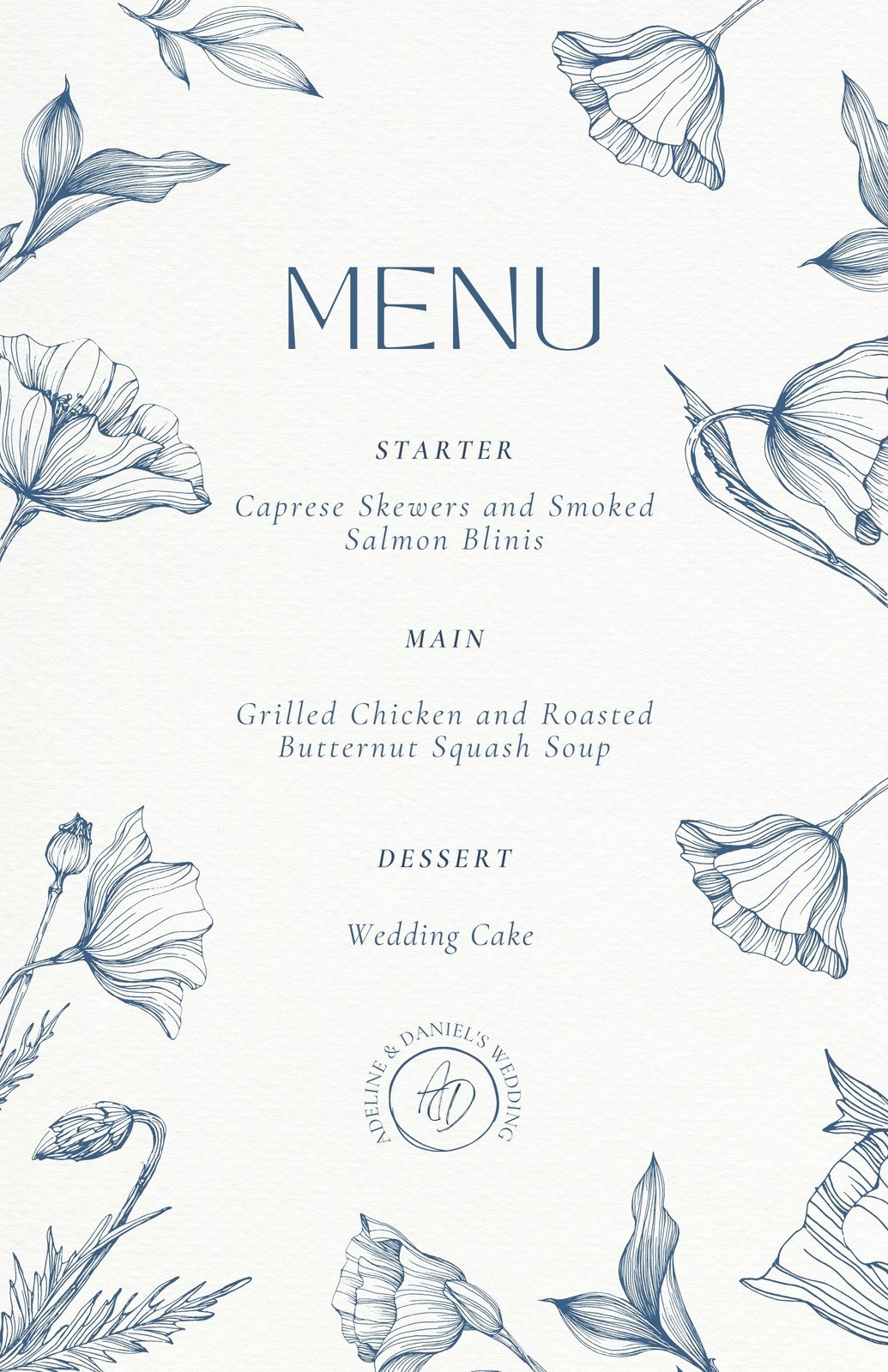 Free Printable Customizable Wedding Menu Templates Canva