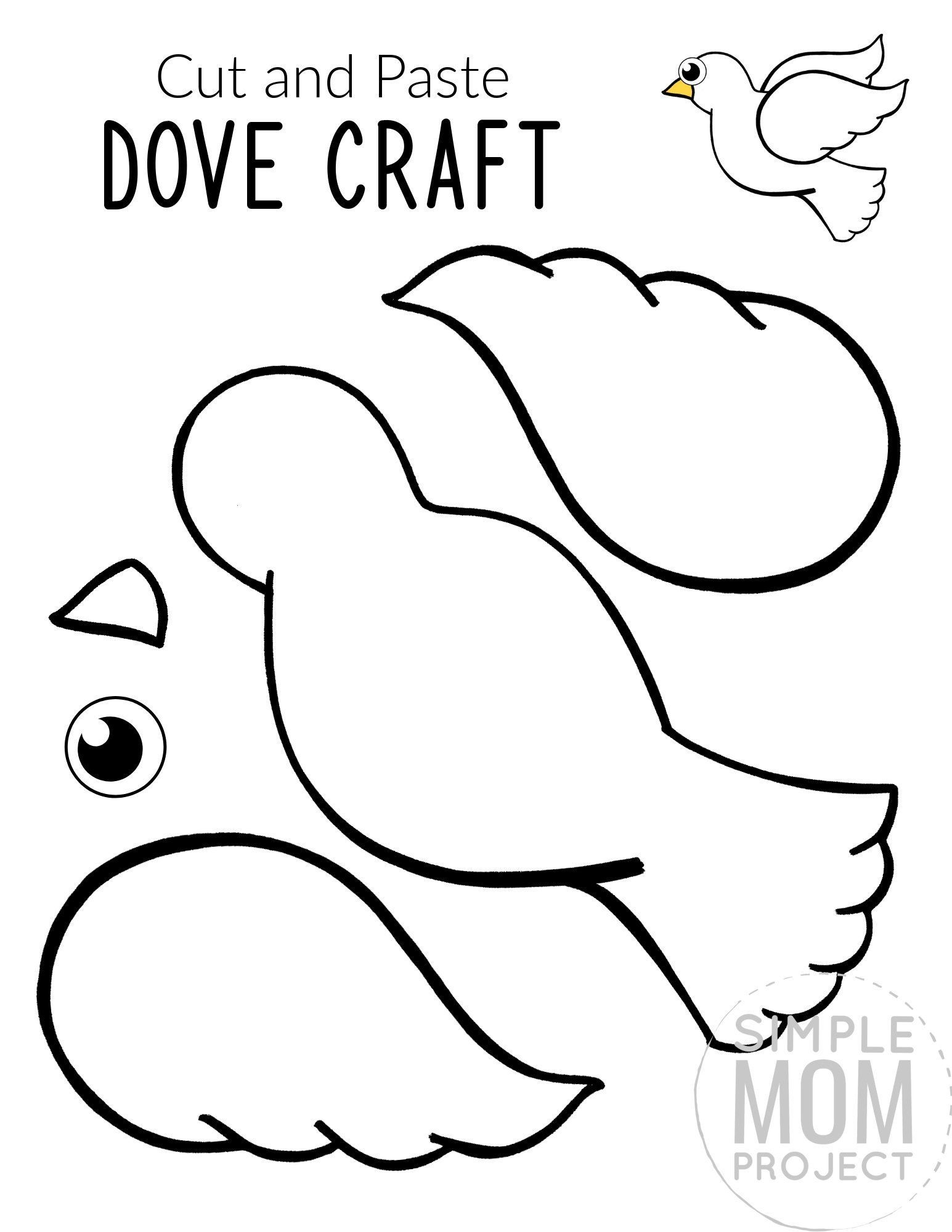 Free Printable Cut And Paste Dove Craft For Kids Simple Mom Project