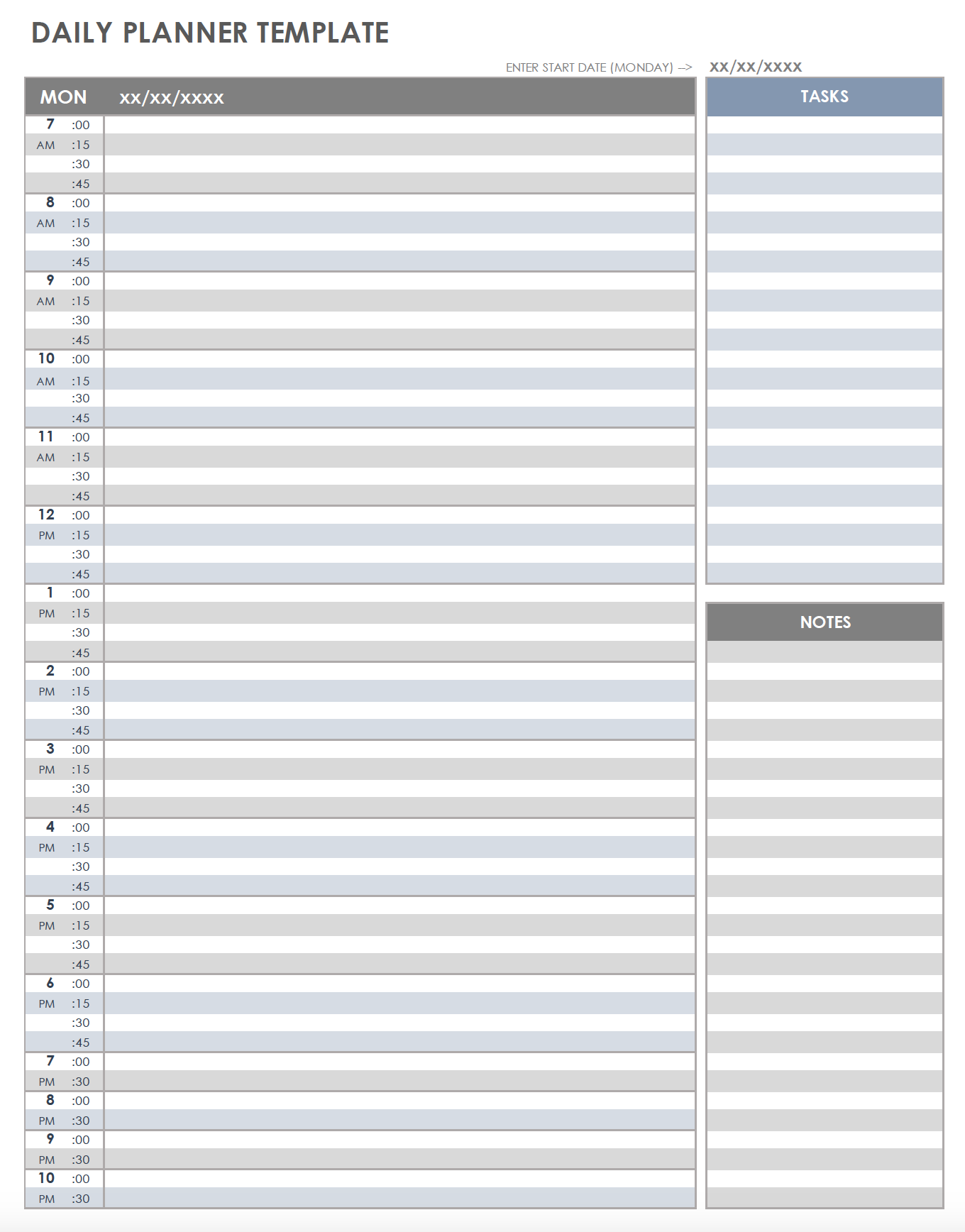 Schedule Template Free Printable