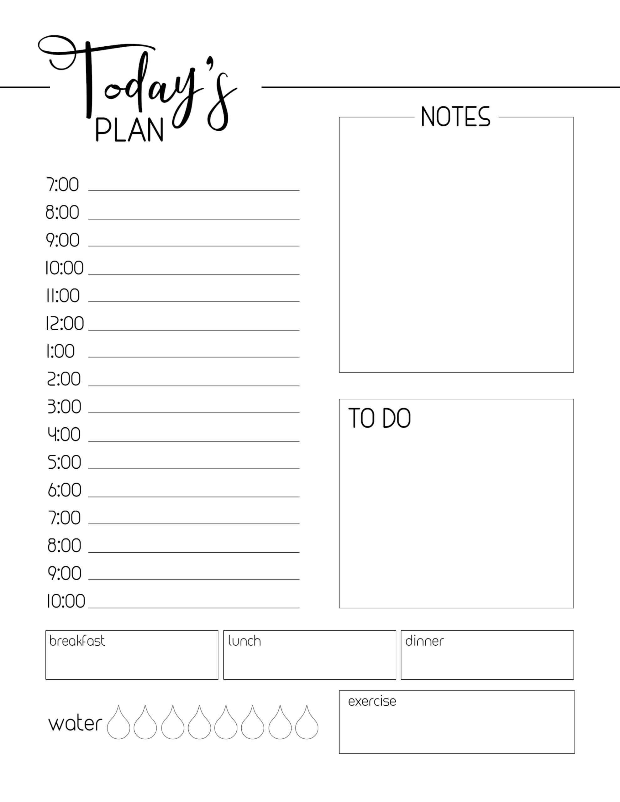 Free Daily Planner Template Printable