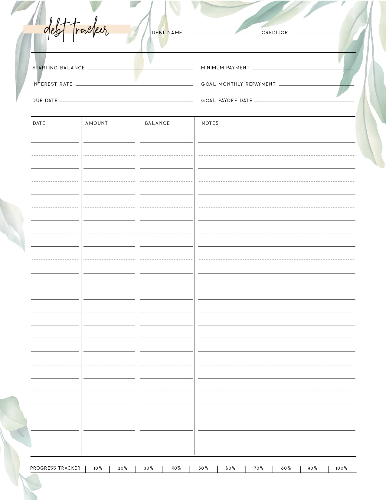 Free Printable Debt Tracker Use This To Payoff Your Debts Quicker